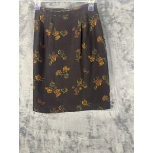 VTG 90s Harold Powell Black Rayon Floral  Wrap Skirt Size 2 Made in USA!